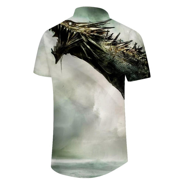 
Roaring fierce men's casual loose short-sleeved shirt tropical cool Hawaiian button-down short sleeves pocket lapel
                