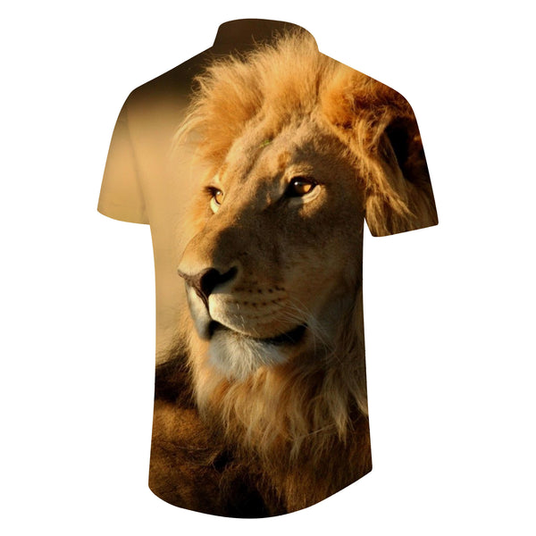 
King Lion Men's Hawaiian Shirt Print Short Sleeve Button Summer Beach Shirt
                