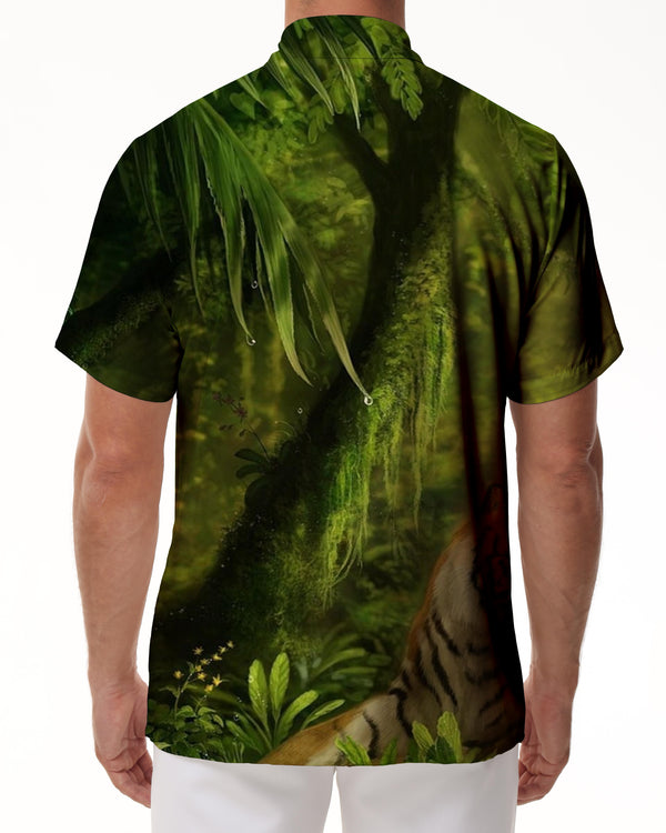 
Hawaiian Tropical Regular Fit Ocean Short Sleeve Men's Short Sleeve Button Down Shirt Forest Tiger
                