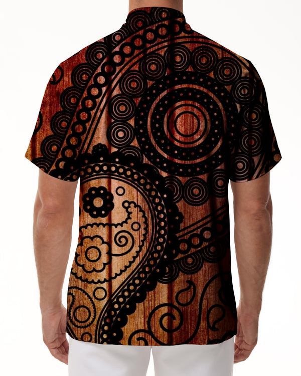 
Indian Pattern Men's Short Sleeve Print Hawaiian Tropical Four Seasons Button Pocket Shirt Casual Comfort Tops
                