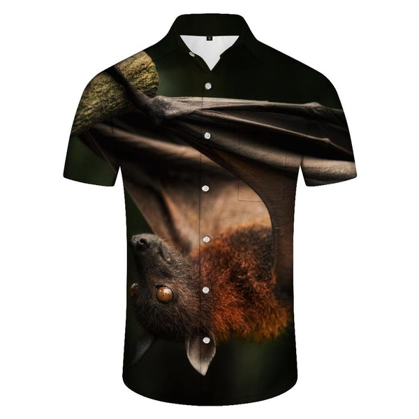 
Wild flying bat 3d digital printing Hawaiian tropical casual fashion men's trendy short-sleeved shirt comfortable and breathable
                