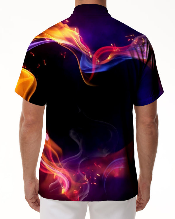 
Black Men's Summer Hawaiian Flame Short Sleeve Button Shirt for Casual Fashion Wear
                