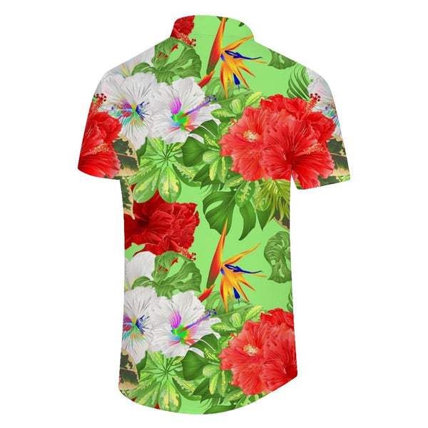 
Colorful floral men's casual tropical hawaiian button down lapel tropical summer 3d digital print short sleeve shirt
                