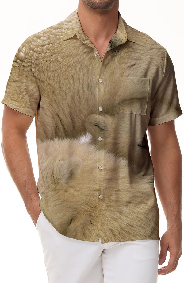 Natural white bear casual cool fashion men's short sleeve shirt Hawaiian tropical 3d print pattern