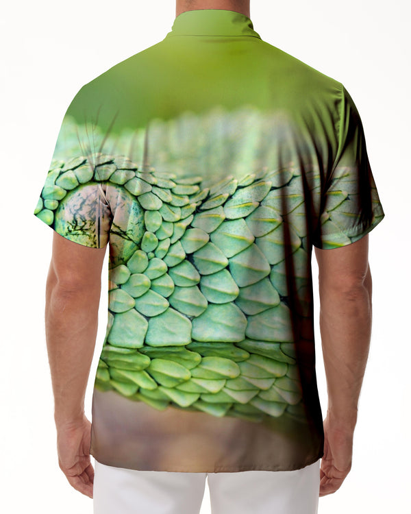 
Scales Toxic Teal Mens Hawaiian Shirt Green Snake Animal Button Down Casual Beach Summer Short Sleeve Shirt Tops
                