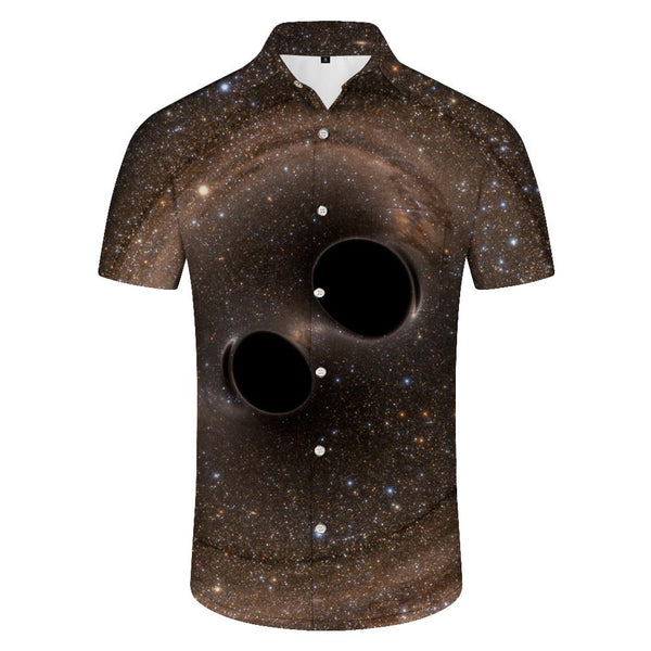 
Lapel Bag Men 3D Casual Bag Starry Sky Short Sleeve Black Hole Street Beach Seaside Button Tie
                