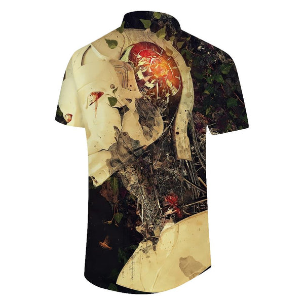 
White Robot Pattern Printed Men's Casual Shirt Cool 3D Summer Fashion Button Shirt Ocean
                