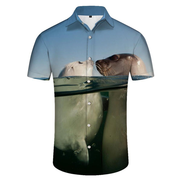 
Beach Cute White Men's Short Sleeve Hawaiian Shirt Short Sleeve Button Down Casual Beach Shirt Short Sleeve Summer
                