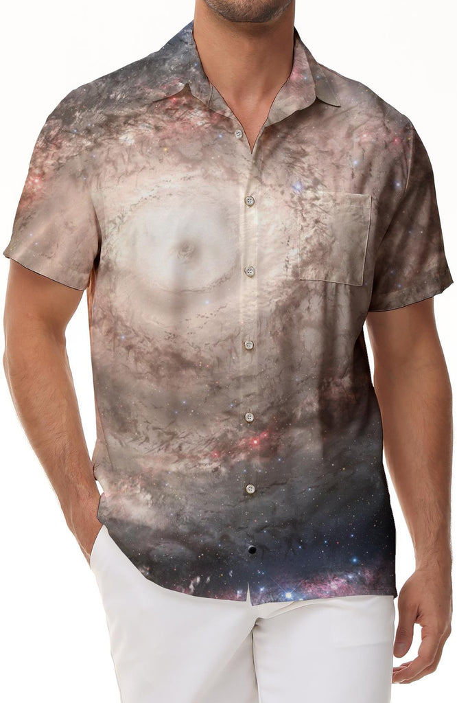Outer Space Nebula Men's Shirt Hawaiian Shirt Men's Casual Button Short Sleeve Hawaiian Button Short Sleeve Shirt Trend