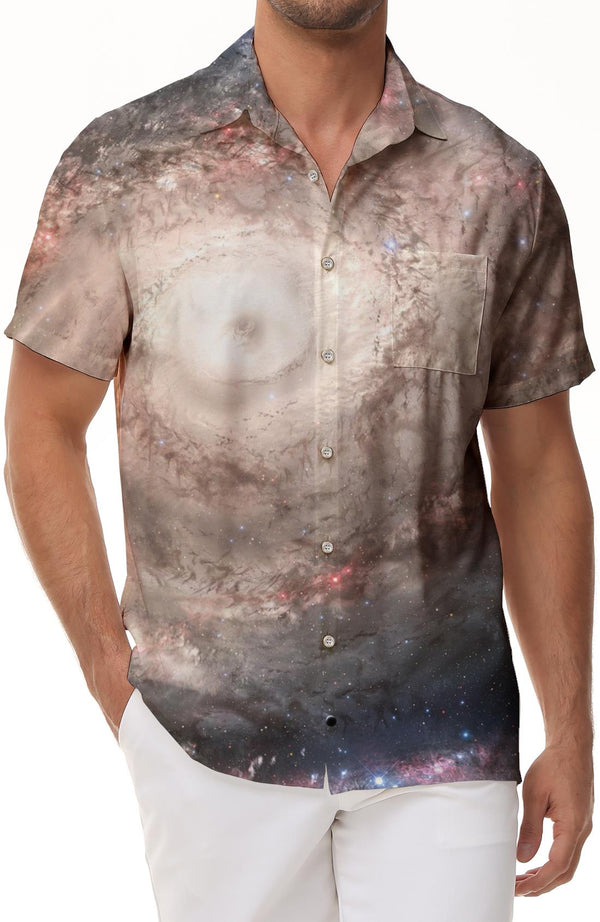 Outer Space Nebula Men's Shirt Hawaiian Shirt Men's Casual Button Short Sleeve Hawaiian Button Short Sleeve Shirt Trend