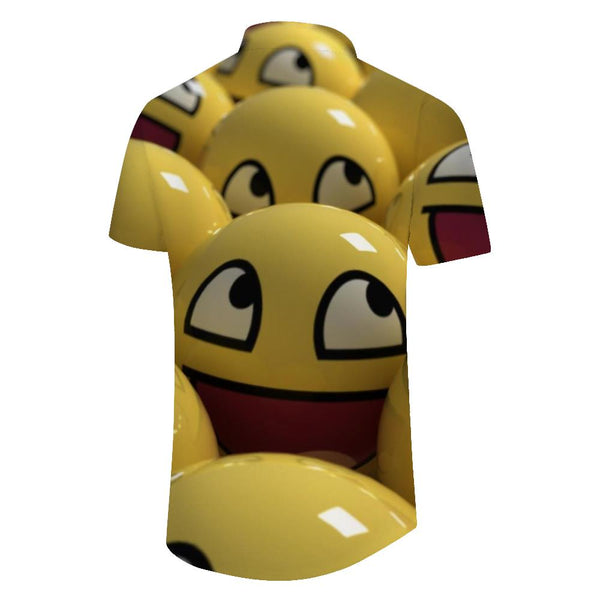 
Funny expression pack yellow tropical fashion men's casual Hawaiian four seasons shirt short sleeve comfortable and breathable
                