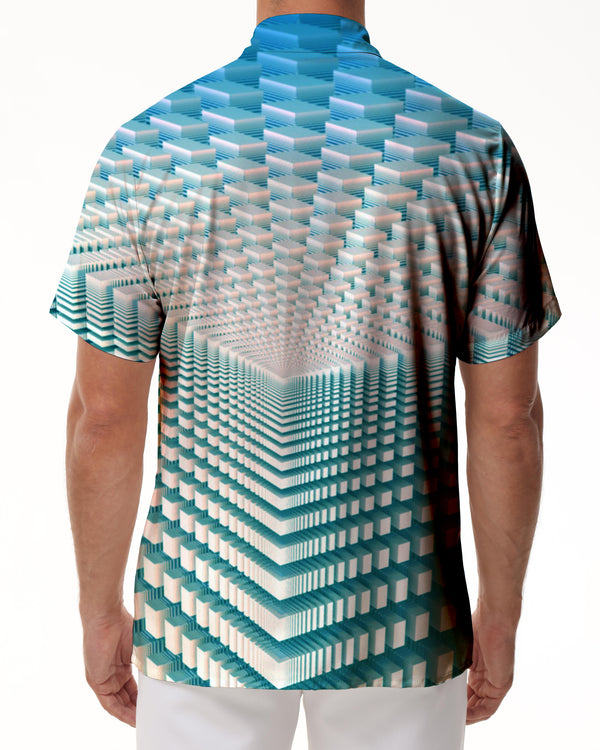 
Blue Space Beach Hawaiian Button Men's Printed Shirt Short Sleeve Clothing
                