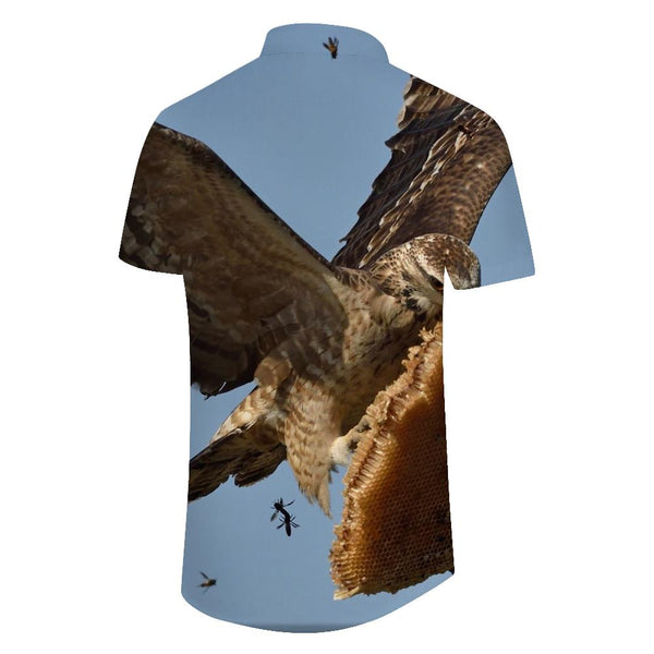 
Owl in the sky snowflakes men's Cuban shirt short sleeve button down Hawaiian shirt summer casual beach shirt fashion
                