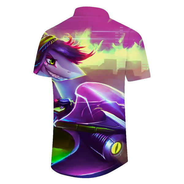 
Black and white motocross men's casual short sleeve shirt short sleeve Hawaiian shirt regular fit with pockets
                