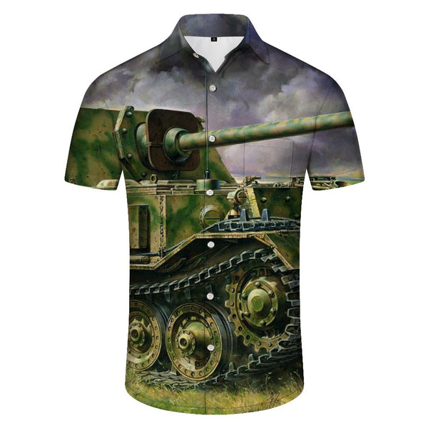 
War shirts men's short-sleeved beach shirts button-down collar Hawaiian shirts lapel shirts summer short sleeves stylish personalized print tops
                