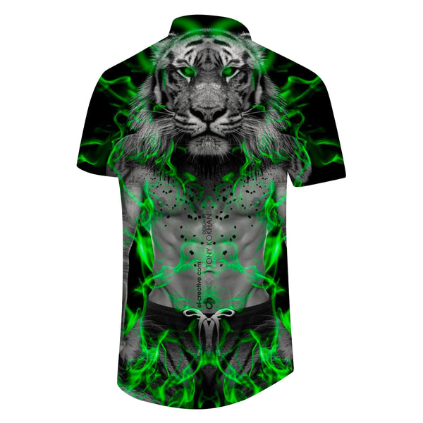 
Brand tiger shirt black clothing animal shirt 3D printing short sleeve men's shirt hip hop fashion summer new
                