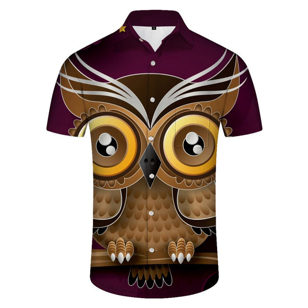 
Animal Cartoon Owl Cute Men's Polyester Shirt Men's Short Sleeve Shirt Button Casual Shirt Loose Tops Vacation
                
