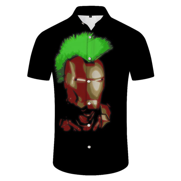 
American cartoon character Hawaii button-down short sleeve lapel pocket fashion men's casual collar loose fashion tops short sleeve shirt
                