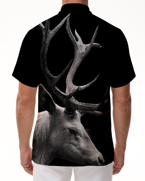 
Black Deer Antlers Animal Casual Short Sleeve Streetwear Hawaiian Beach Shirt Men 3D Printed Shirt Mens Tops
                
