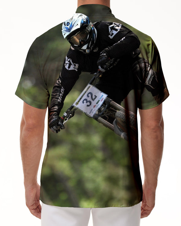 
tropical men is loose cycling short sleeve Hawaiian shirt bicycle race sports short sleeve button fashion lapel DAily Wear
                