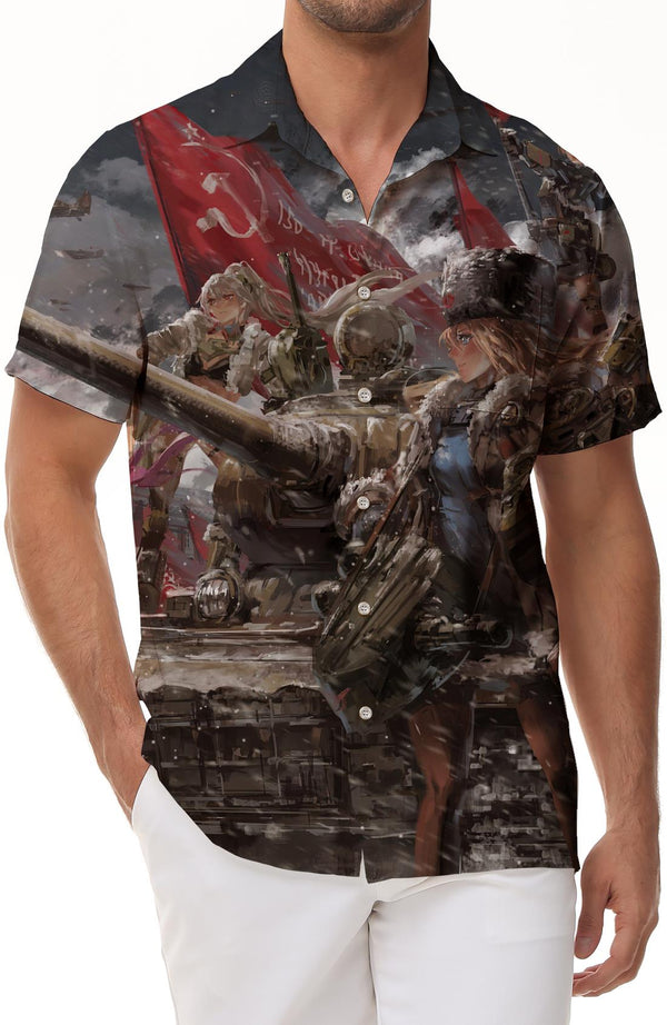 
Anime shirts HD tank battle men's casual design Hawaiian shirts fun men's summer beach shirts tropical
                