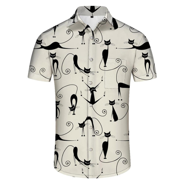 
Cartoon Cat 3D Printed Men's Shirt Casual Button Shirt Summer Vacation Beach Shirt Fashion Street Tops Short Sleeve Shirt
                