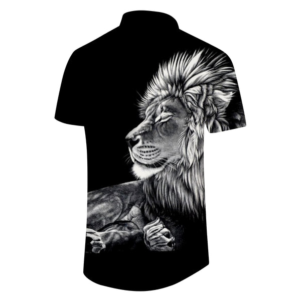 
Fashionable Gray Animal Lion King Black 3D Printed Pattern Men's Short Sleeve Hawaiian Shirt Short Sleeve Summer Casual Beach Fashion
                