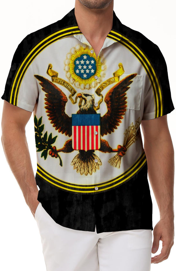 Virgin Islands Coat of Arms Men's Short Sleeve Casual Hawaiian Shirt 3D Printing