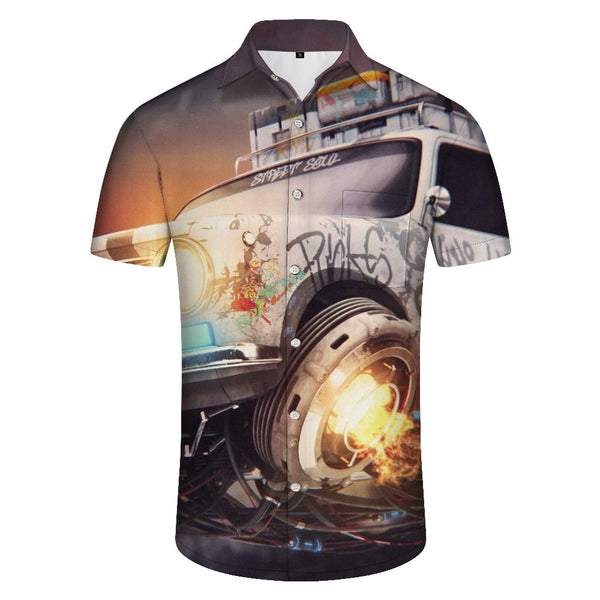 
Cool Wild Adventure Car Men's Hawaiian Shirt Short Sleeve Button Casual Shirt Tropical Fish
                