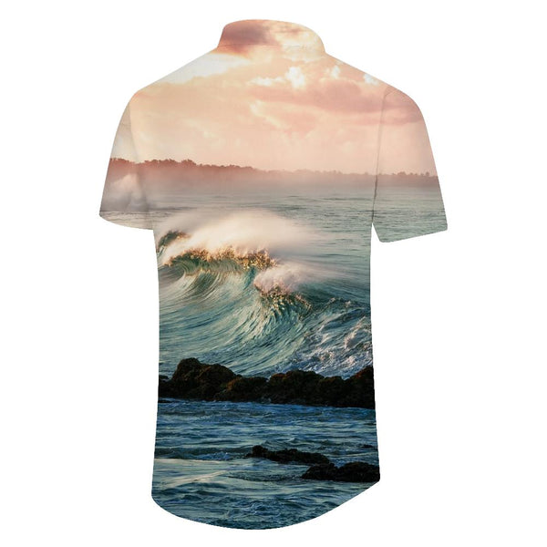 
Men's Ocean Wave Pattern Shirt 3D Surfing Hawaiian Beach Shirt Short Sleeve Tops Vintage Clothing Lapel Shirt
                