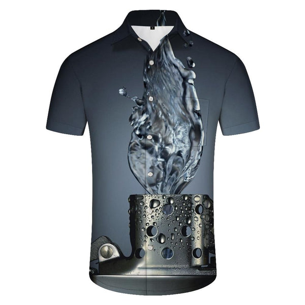 
Design Lighter Water Vapor Tropical Hawaiian Button Men's Pocket Lapel Short Sleeve Shirt Style
                