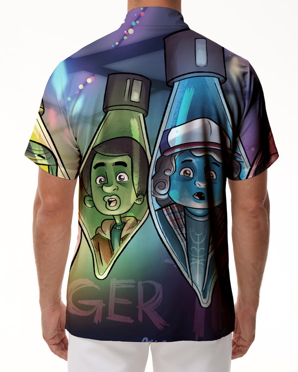 
Alien Personalized Light Bulb Print Cuban Collar Short Sleeve Shirt Perfect Beach and Casual Wear for Men
                