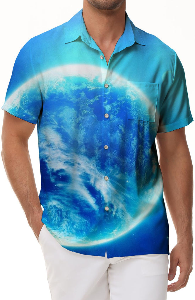 Universe Planet Men's Shirt Short Sleeve Button Beach Shirt Tropical Vacation Seaside