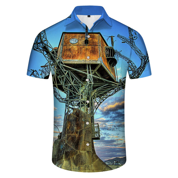
Ancient style Thousand Layer Tower digital printing men's casual short-sleeved shirt fashionable Hawaiian shirt summer beach wear
                