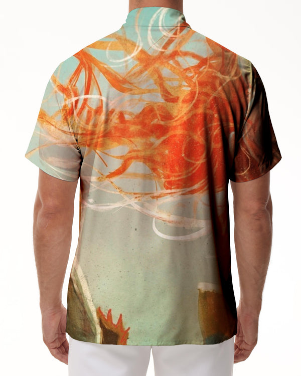 
Design colorful Hawaiian pattern lapel men's short sleeve button-down shirt casual beach vacation shirt print aesthetic
                
