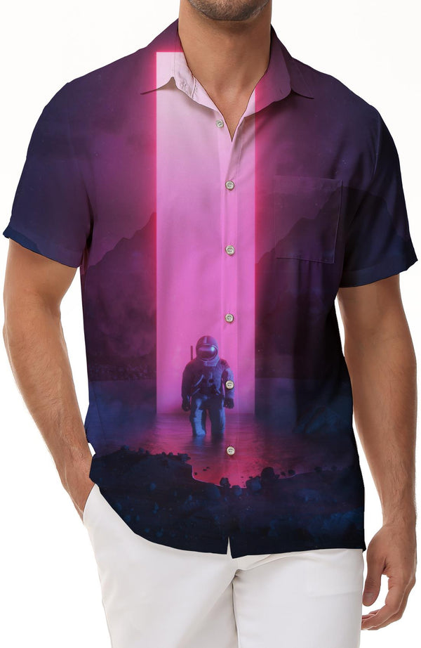 Cool Fashion Casual Button Short Sleeve Hawaiian Shirt Men Tropical Casual Loose Shirt