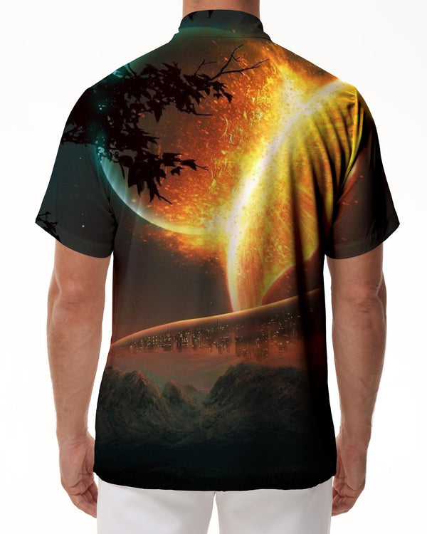 
Collision Planet Men's Casual Loose Shirt Hawaiian Casual Short Sleeve Shirt Pattern Short Sleeve Shirt Button
                