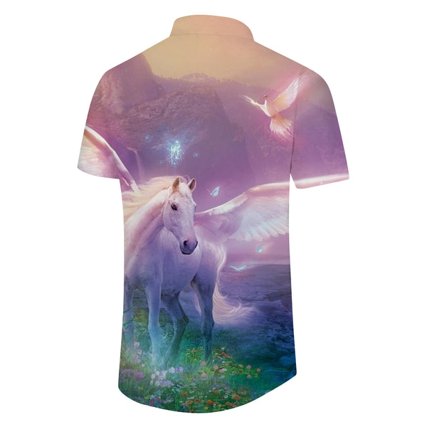 
White Horse Daily Men's Printed Graphic Short Sleeve Regular Casual Lapel Shirt Pocket Hawaiian Outfit
                