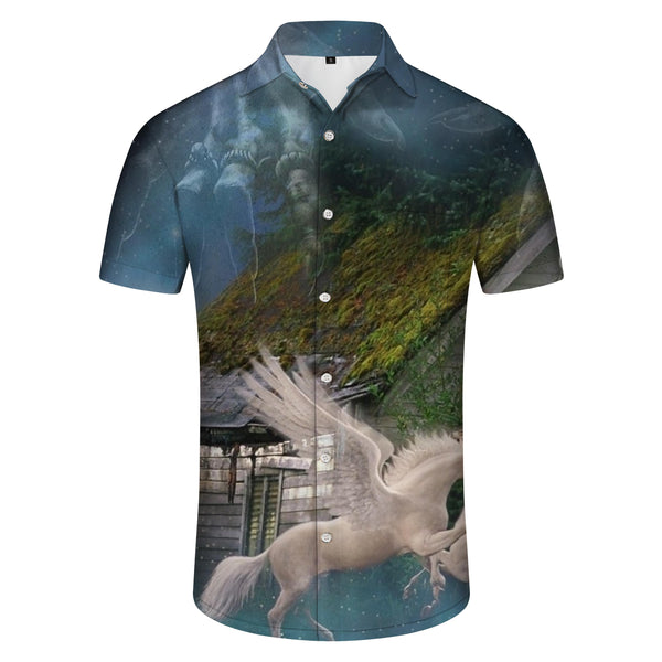 
Unicorn Crossing Crystal Field Men's Regular Fit Short Sleeve Pocket Shirt Button Top Fun
                