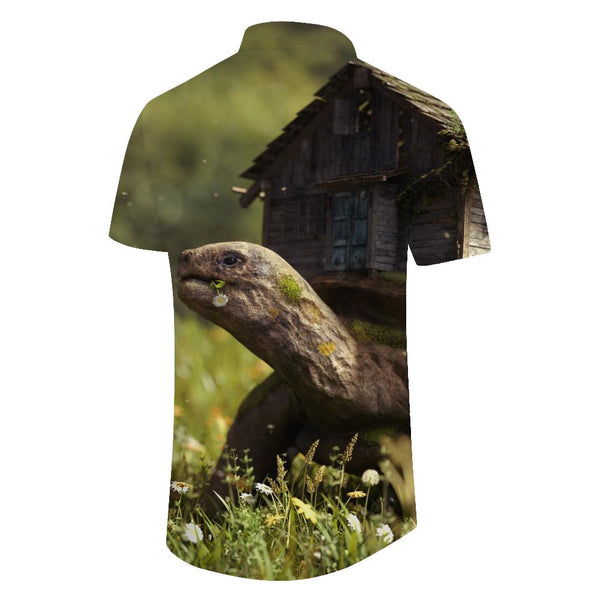 
Fantasy big turtle 3D print tropical Hawaii fun regular style casual loose men's breathable fashionable simple short-sleeved shirt
                