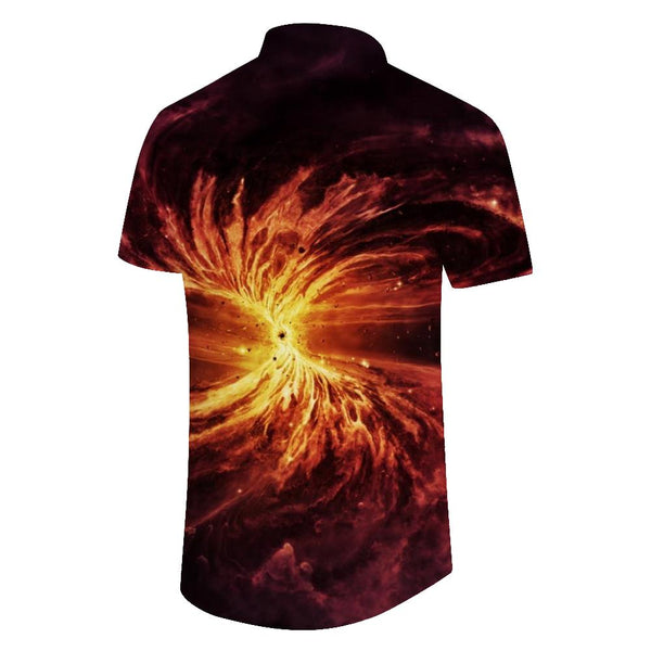 
Men's casual everyday loose short-sleeved digital print Hawaiian button-down pocket lapel short-sleeved shirt
                