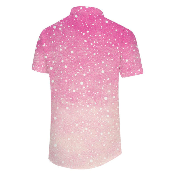 
Gradient Hawaiian Shirt Men's Beach Pink Glitter Print Casual Shirt Short Sleeve Fashion Design Classic Loose Shirt
                