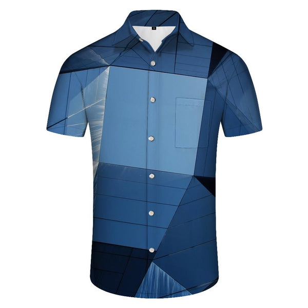 
Geometric style vacation shirt short sleeve button down fashion style beach summer shirt men's casual tropical style Hawaiian button down shirt
                