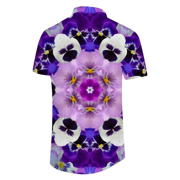 
Purple Flower Mens Hawaiian Shirt Fashion Button-Up Beach Shirt Short Sleeve Summer Casual Shirt Loose Fit
                