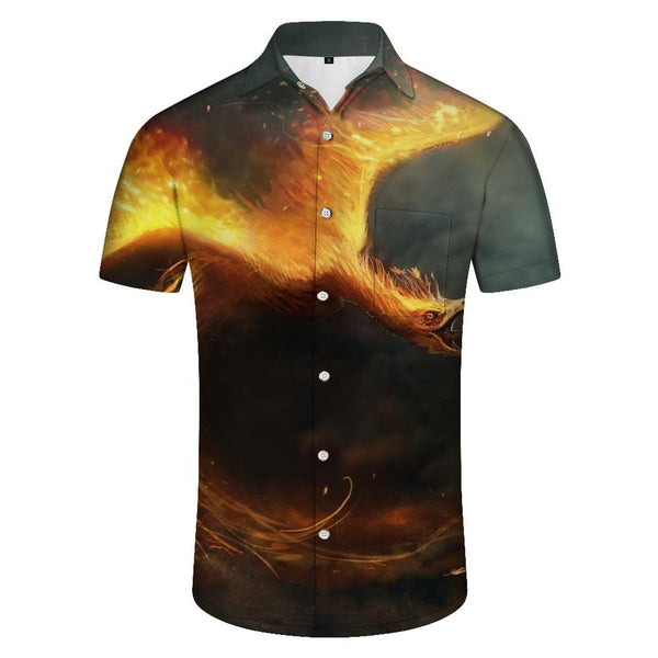 
Phoenix Animal Hawaiian Lapel Button Pocket Tropical Short Sleeve Button Beach Shirt Hawaiian Men
                