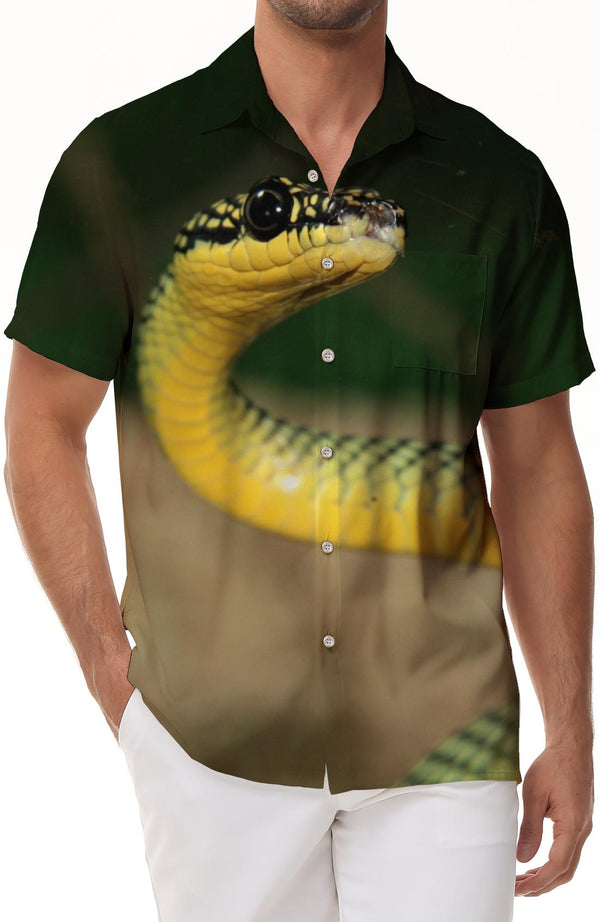 Funny snake totem men's short-sleeved shirt fashionable urban trend classic comfortable hip-hop summer short-sleeved shirt