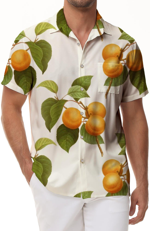Gold Peach 3D Printed Pattern Men's Shirt Fashion Hawaiian Lapel Shirt Casual Street Lapel Shirt Tops