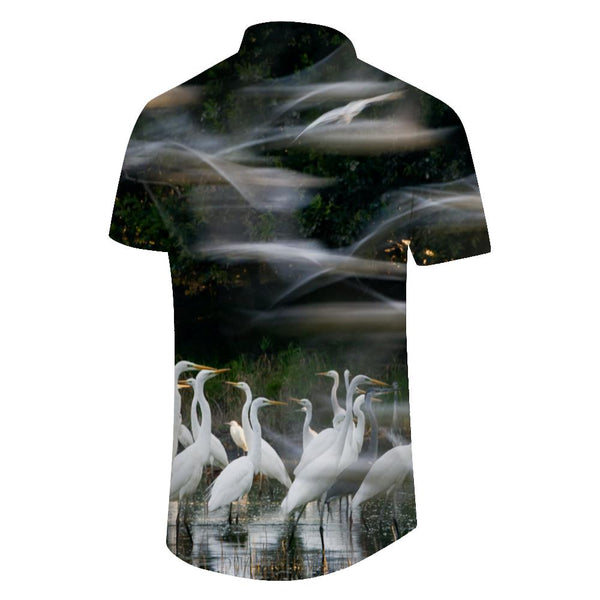 
Printed Short White Goose Button Mens Casual Style Floral Shirt Beach Hawaiian Summer Tops
                