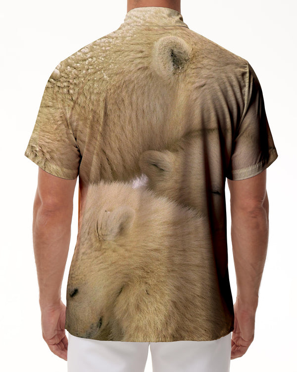 
Natural white bear casual cool fashion men's short sleeve shirt Hawaiian tropical 3d print pattern
                
