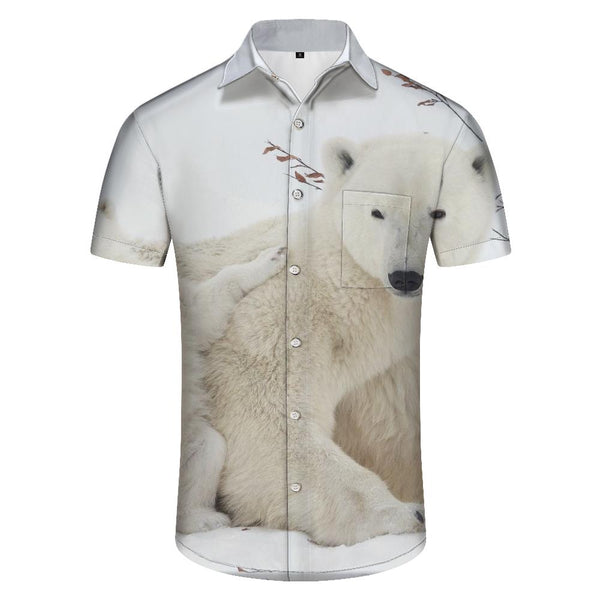 
Hunter Ice Animal Hawaiian Shirt White Polar Bear Men's Casual Button Short Sleeve Pattern Daily
                